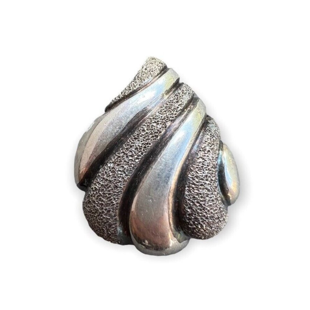 Milor Italy Vintage Modernist Textured 925 Sterling Swirl Shell Pendant